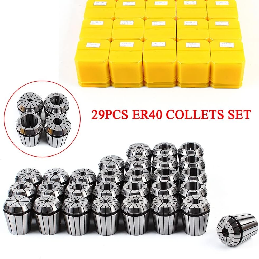 29 Pcs ER40 Precision Spring Collet Set for Boring, Drilling, Tapping, Milling Lathe Engraving Tool