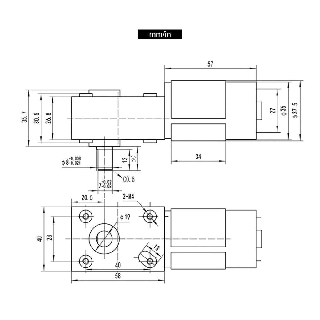 YWBL-WH DC 24V Gear Motor, High Torque Low Speed XD40WB-555YSF (50rpm/min)