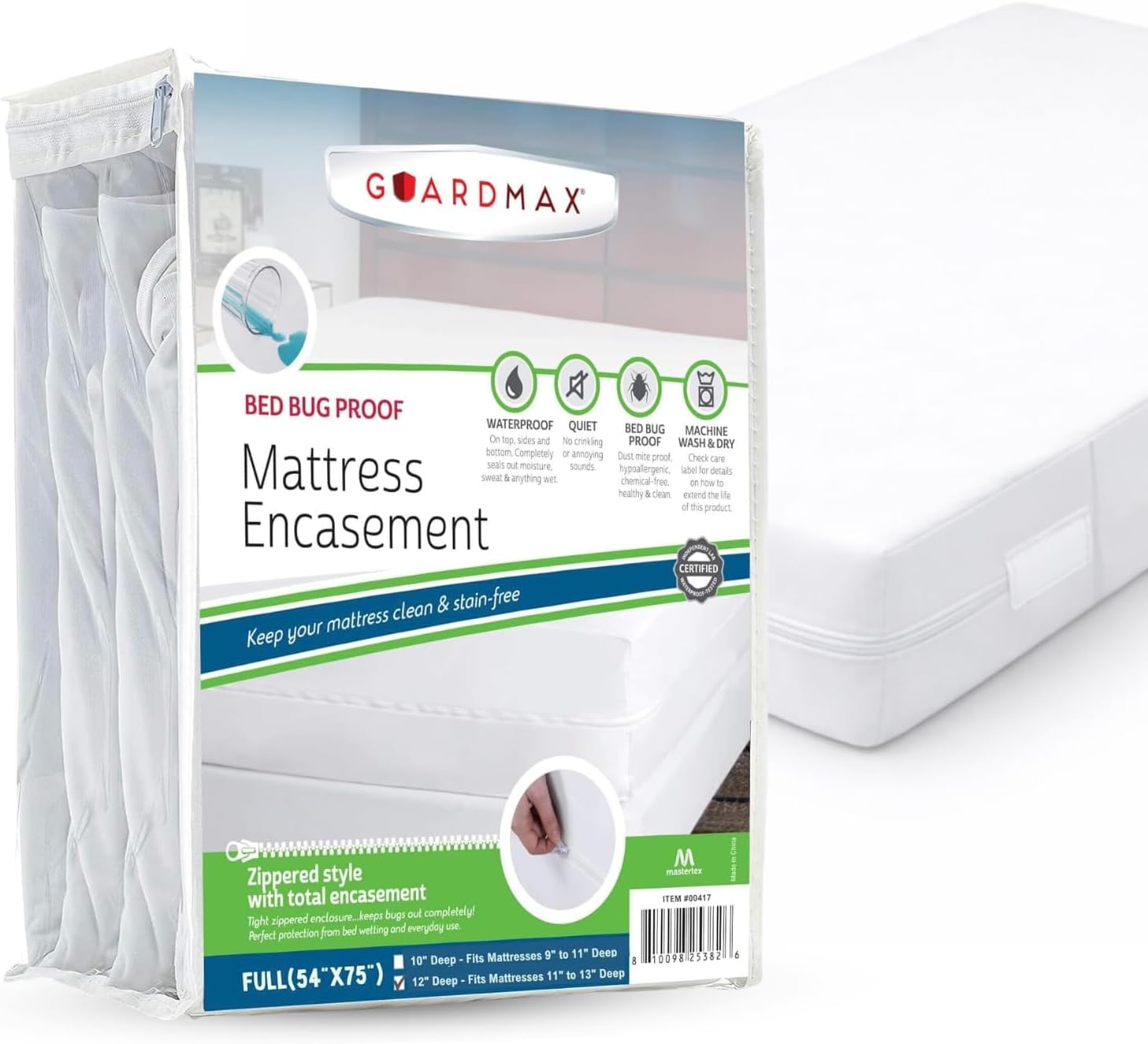 Full Mattress Protector Zippered, Bed Bug Mattress Cover | Waterproof, Dust Mite Proof, 6-Sided, Soft Jersey Knit