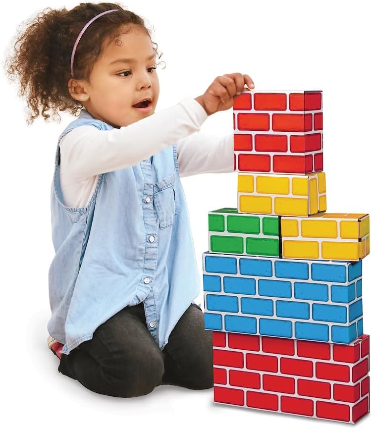 Heavy-Duty Cardboard Building Blocks – 40-Piece Set, Supports 150 lbs – Easy-to-Clean, Sturdy, Colorful – Large
