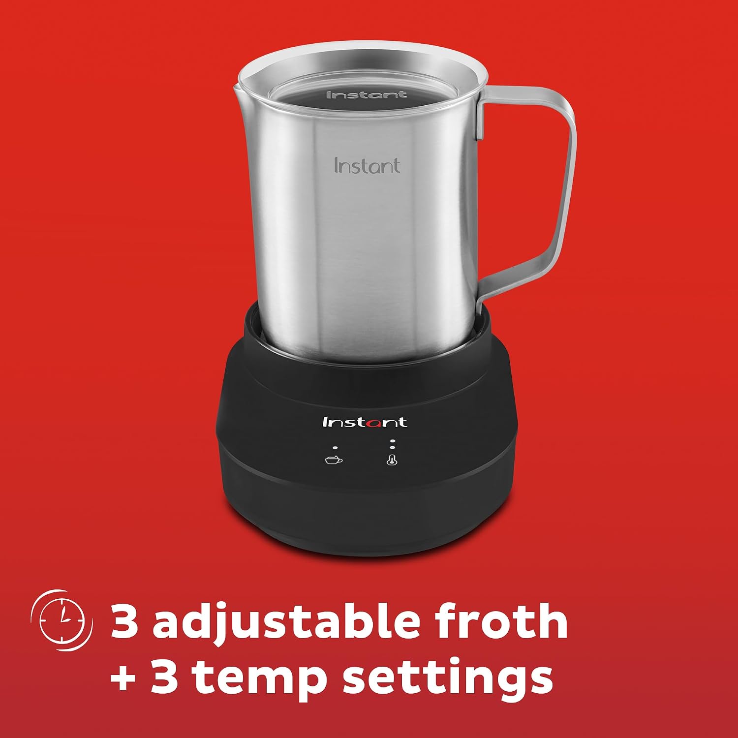 Pot Instant MagicFroth 9-in-1 Electric Milk Steamer and Frother, 17oz Stainless Steel Pitcher, Hot and Cold Foam