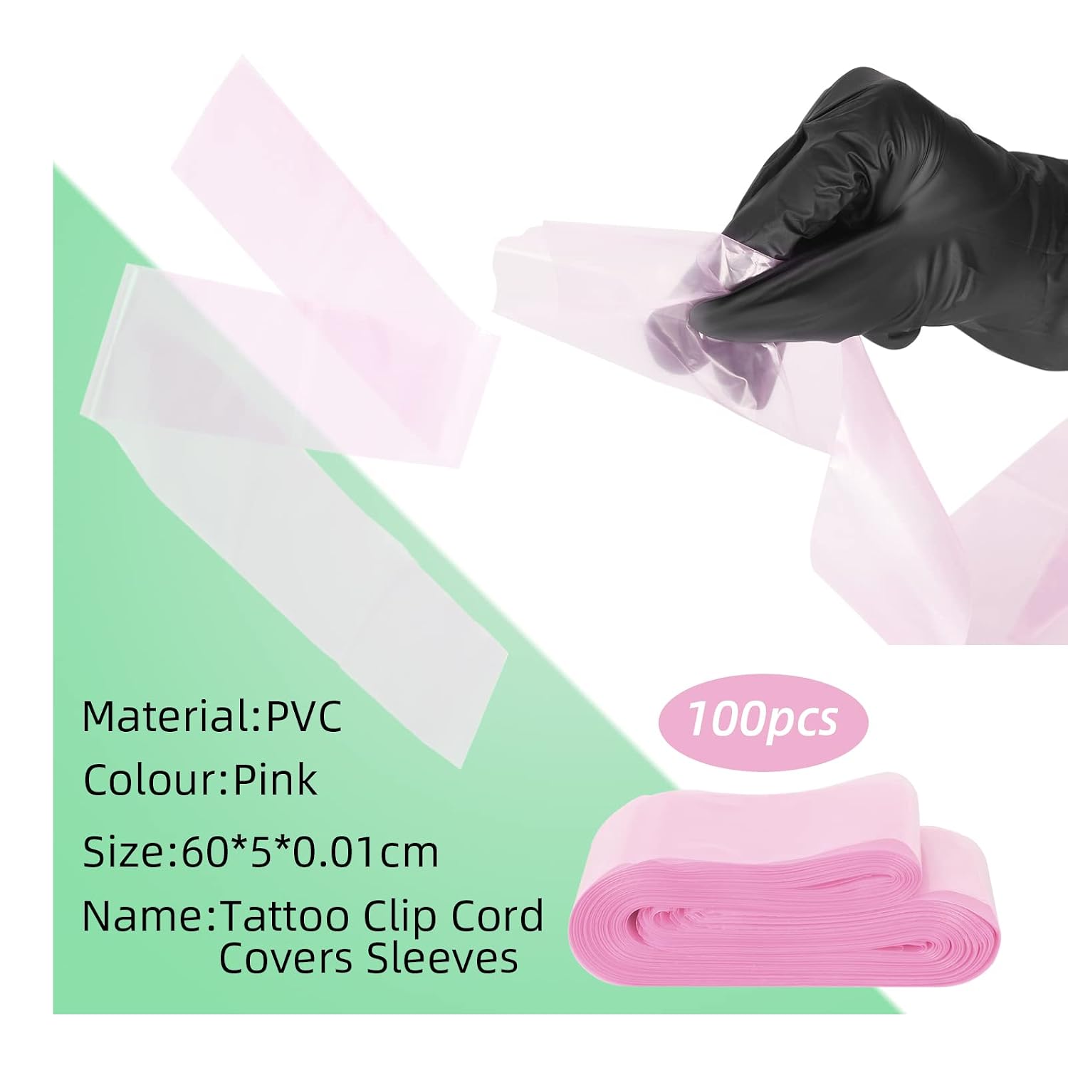 100pcs Tattoo Clip Cord Sleeves with 2pcs Self-adhesive Bandage Disposable Plastic Cover Bags Tattoo Pen Bag Tattoo