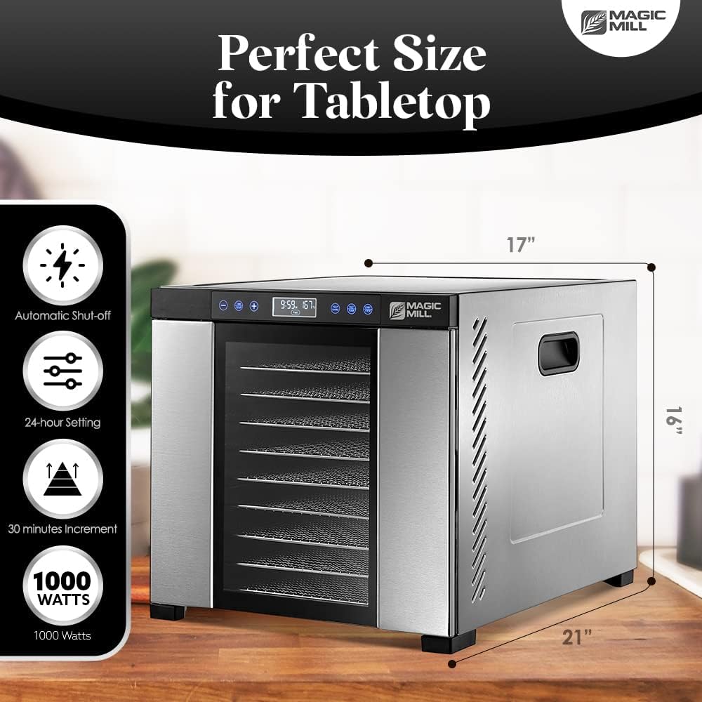 Food Dehydrator Machine | 11 Stainless Steel Trays | Adjustable Timer and Temperature Control | Jerky, Herb, Meat