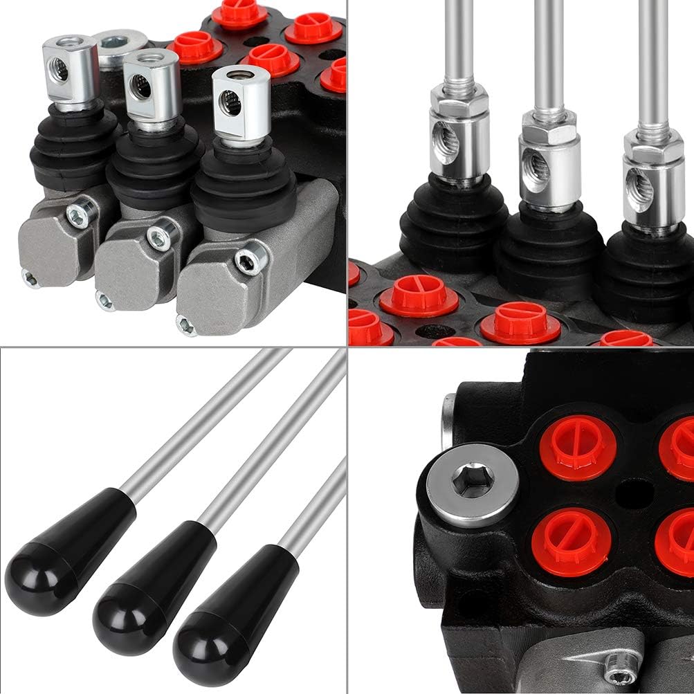 Hydraulic Flow Control Valve 3 Spool 11 GPM Adjustable Relief Valve