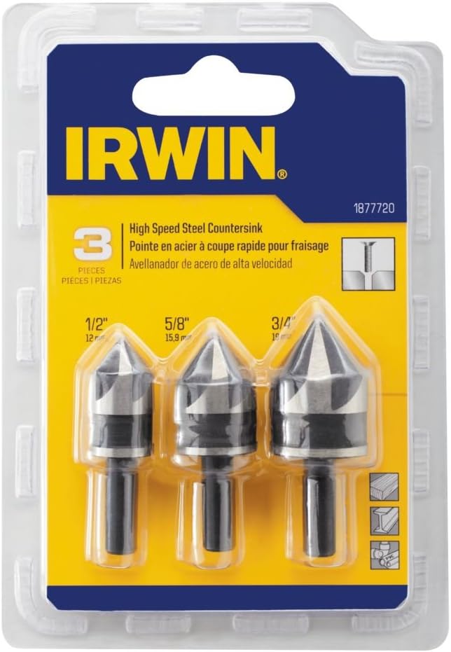 Irwin Tools IRWIN Drill Bit Set, Countersink, Black Oxide, 3-Piece (1877720)