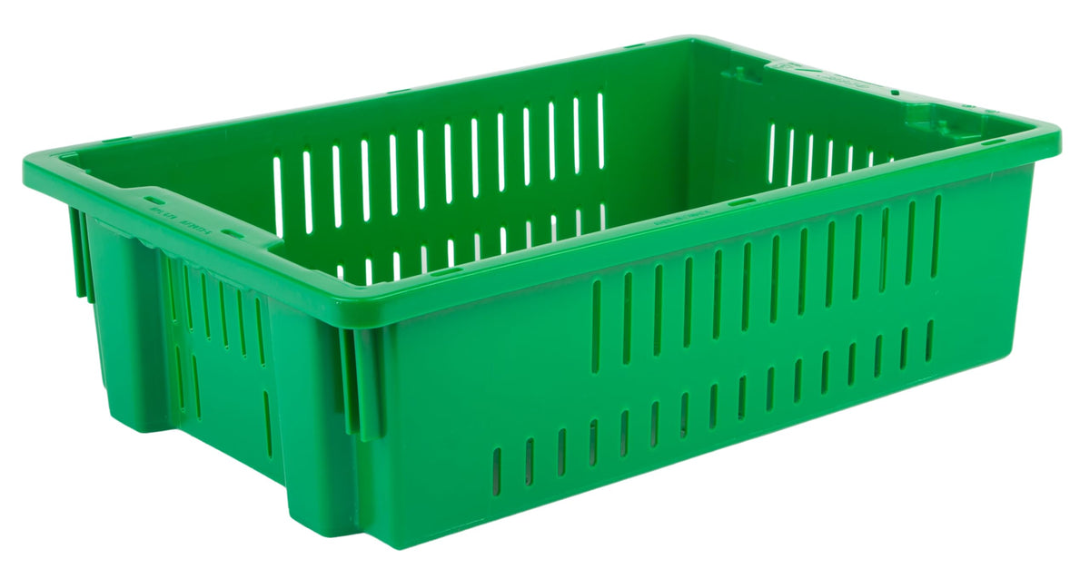 Hudson Exchange 20 x 13 x 5.6" (4 Pack, 4.5 Gallon) Agricultural Nest and Stack Vented Crate Handled Storage