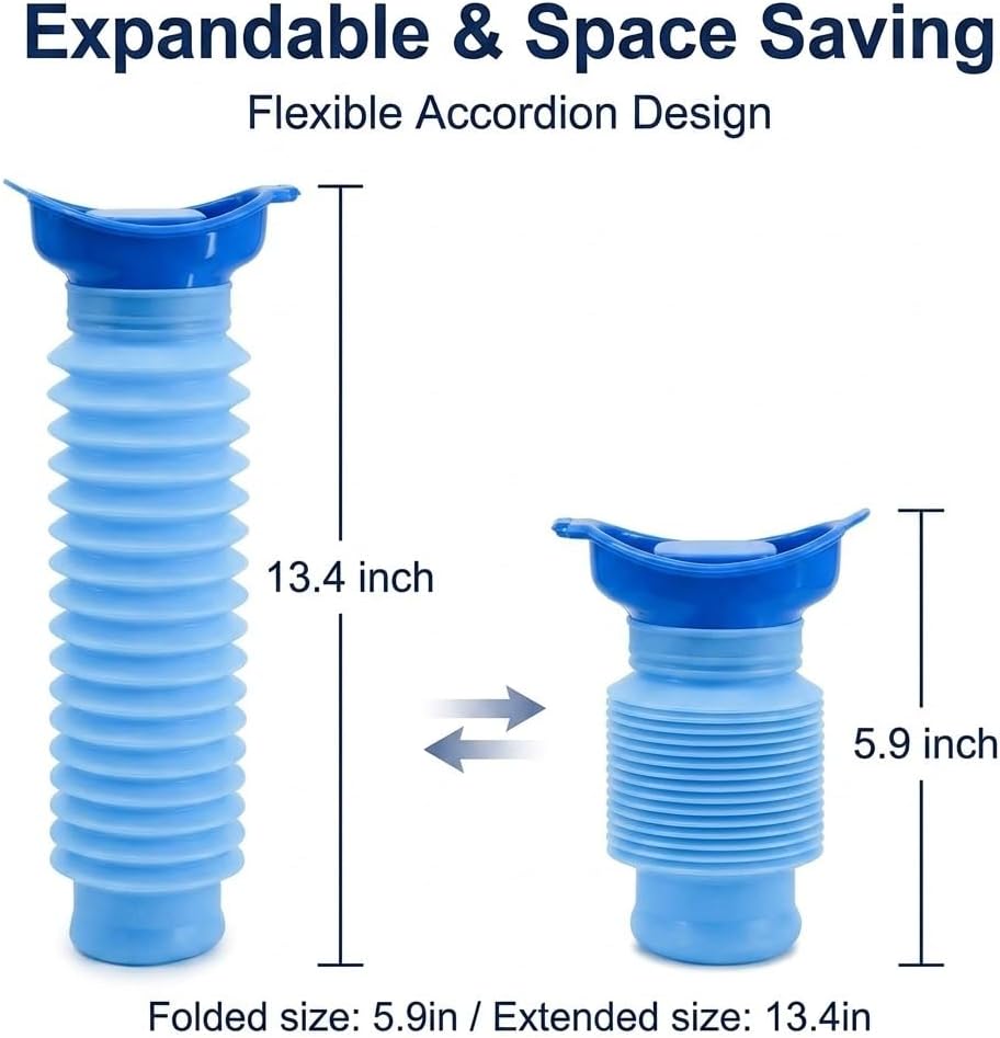 750ML Emergency Urinal, Pedestal Urinal, Pocket Toilet for Men Women, Pee Bottles Sealed Lid Collapsible Portable