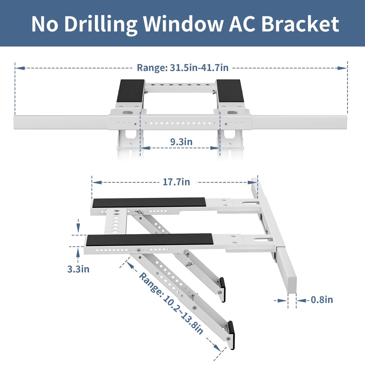 No Drill AC Window Bracket, Air Conditioner Support Bracket for Single/Double Hung Windows, Heavy Duty Epoxy-Coated