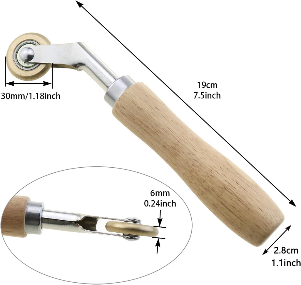 Brass Seam Roller, Roof and Vinyl Floor Detail Roller with Wood Handle