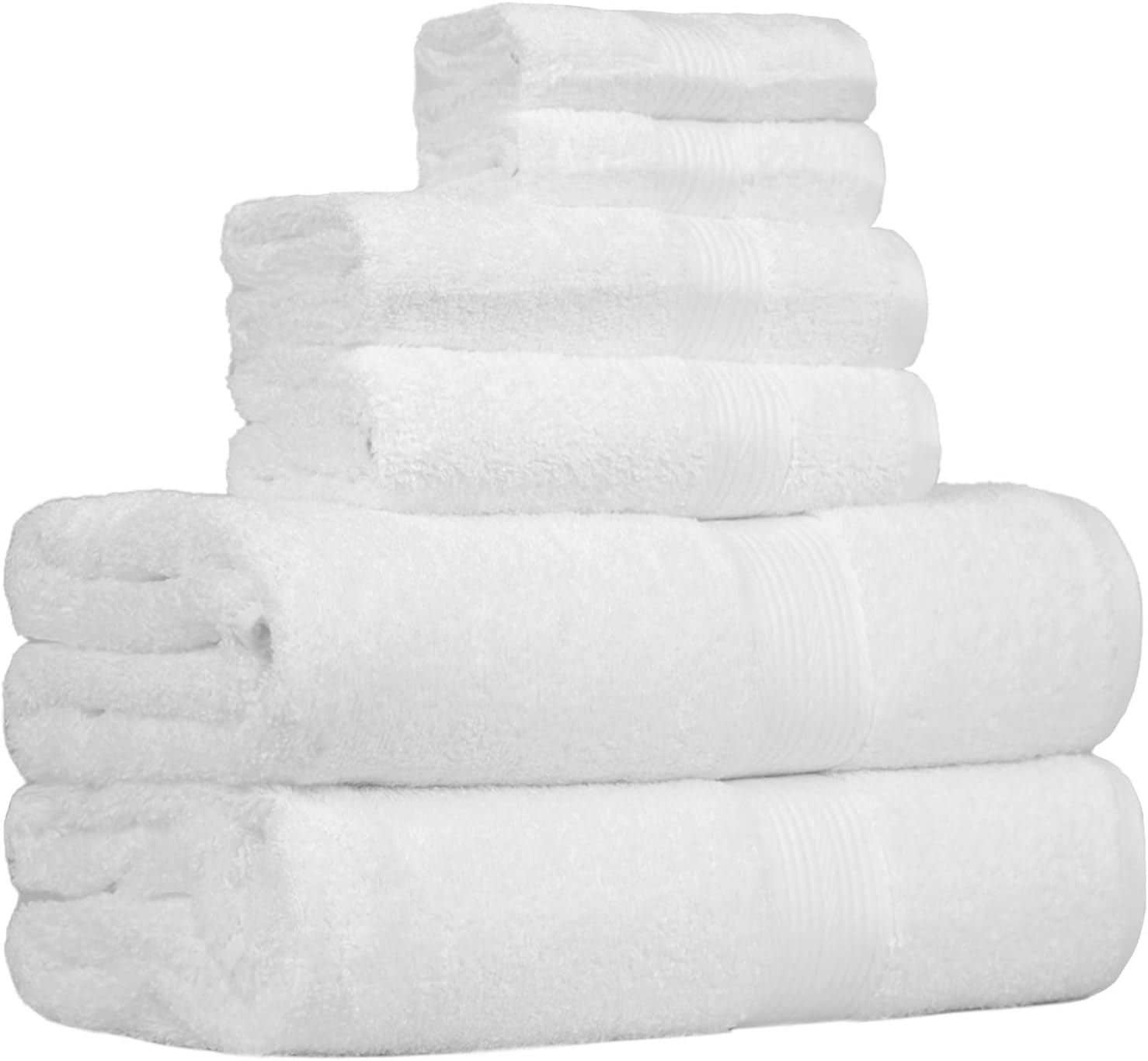 6-Piece Oversized Highly Absorbent Fade-Resistant Towel Set, 100% Cotton Towels for Bathroom, Soft, 2 Bath Towels, 2