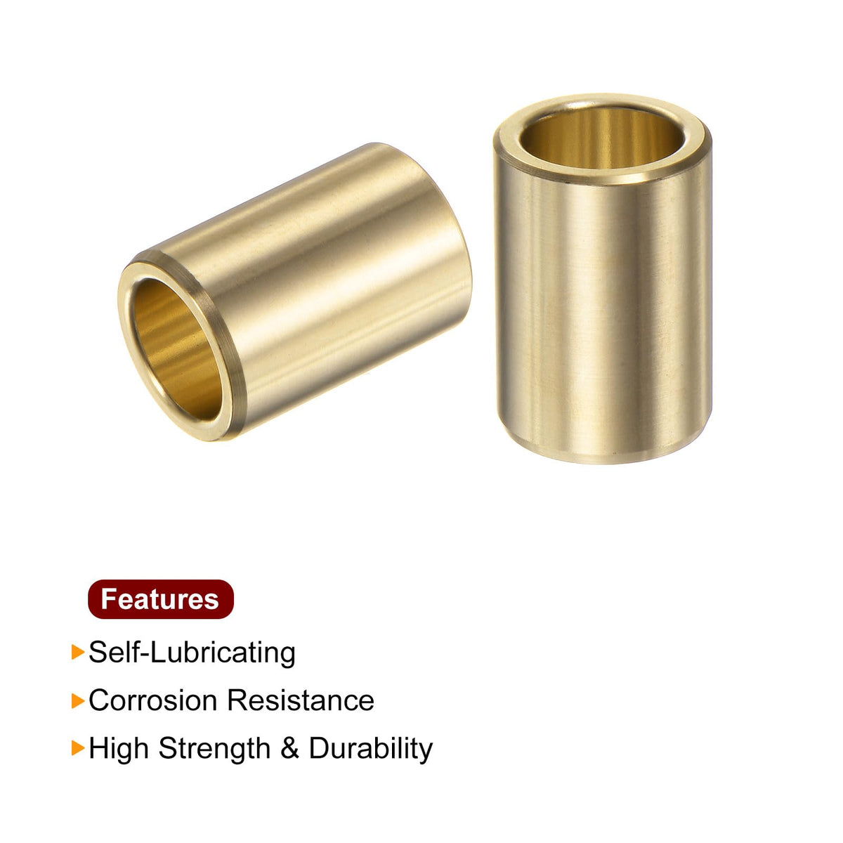 HARFINGTON 2pcs Sleeve Bearings 1/2" Bore 11/16" OD 1" Length Wrapped Oilless Bushing Brass Alloy for Transmission Conveyor System