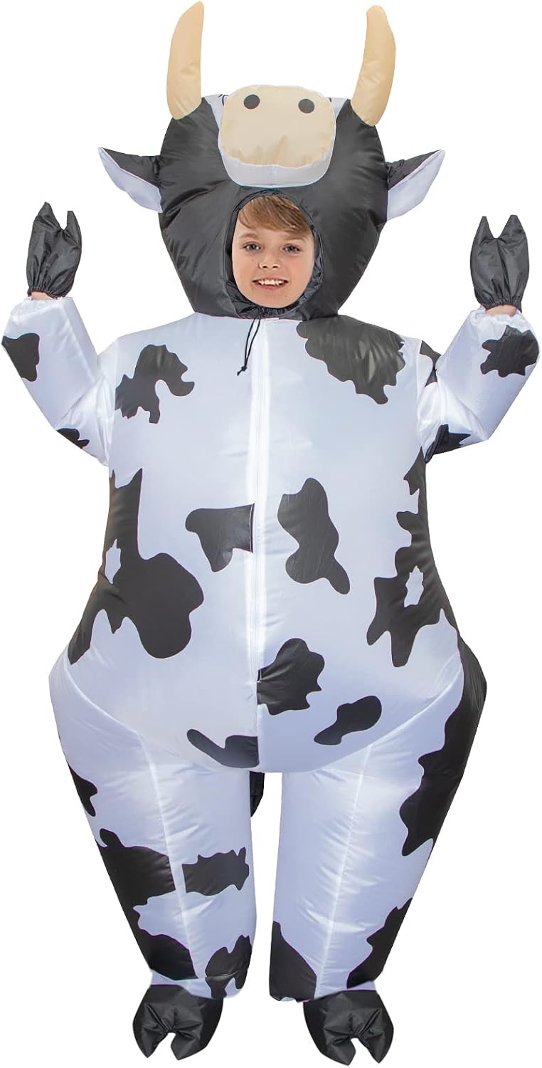 Inflatable Cow Costume Kids, Halloween Blow Up Costumes for Kid Funny Cow Suit for Boys & Girls Cosplay Party