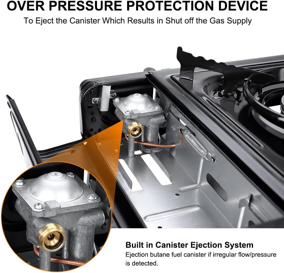 Camplux Dual Fuel Propane & Butane Stove with Carrying Case, Portable Camping Stoves with CSA Certification
