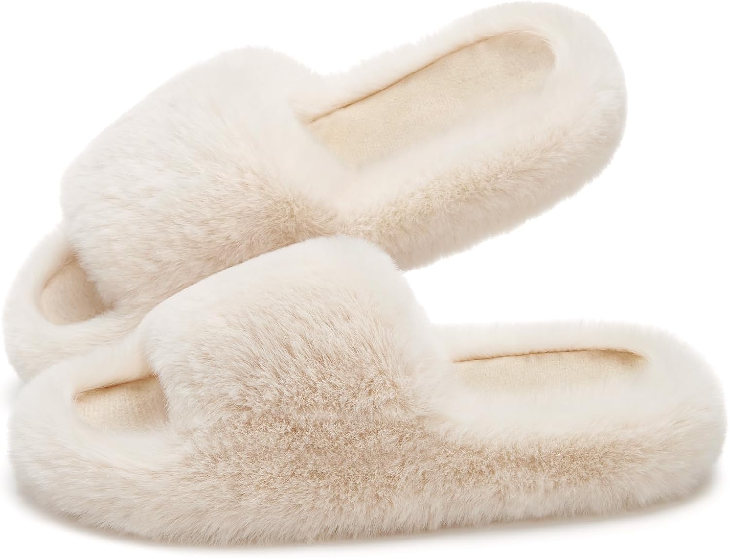 Womens Slippers with Arch Support Memory Foam Fuzzy House Slippers for Women Lightweight Cozy Indoor Open-toe Comfy