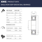 XiKe 6205-2RS Deep Groove Ball Bearing, 25mmx52mmx15mm (2-Pack)