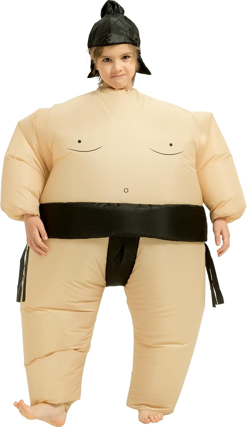 Halloween Inflatable Sumo Costume Kids,Blow Up Wrestler Suit Boys Girls