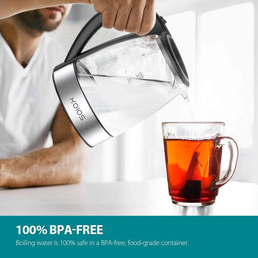 Electric Kettle 1500W Tea Kettle, 1.8L Large Capacity with Auto Shut-Off and Boil-Dry Protection, BPA-Free