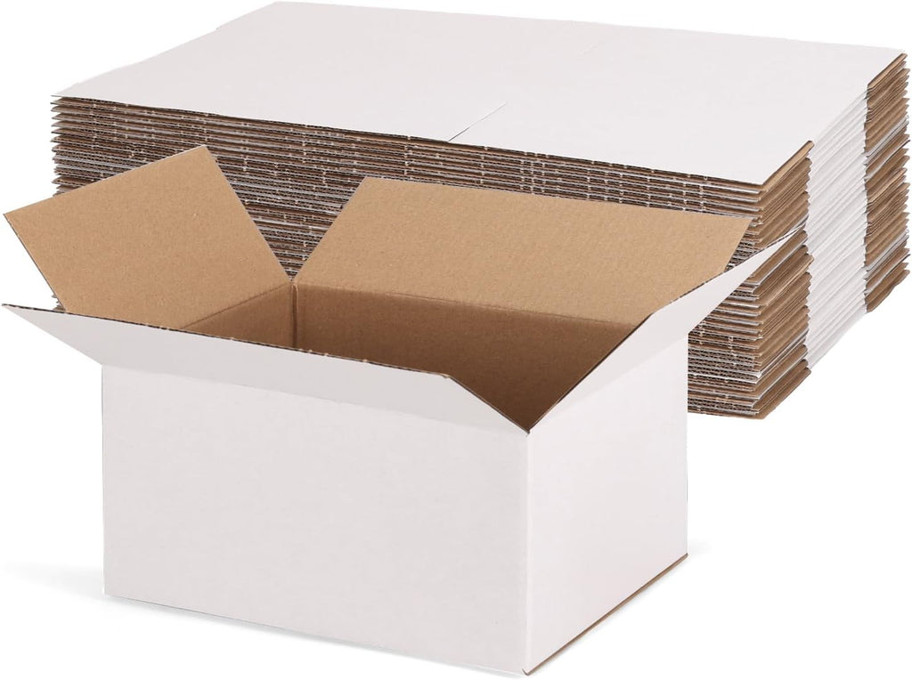 30 Pack 8x6x4 Shipping Boxes White, Small Corrugated Cardboard Box for Mailing, Packaging Small Business, Kraft