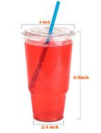 Cup series, 32oz Clear Plastic cups with Flid lids with X hole 25sets