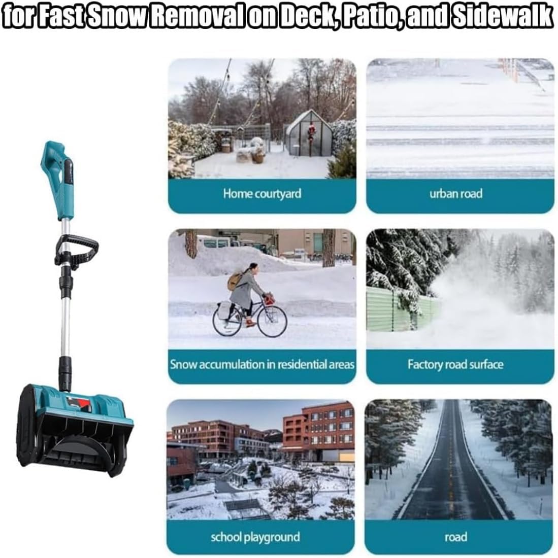 Brushless Snow Shovel Compatible with 21v Battery, 12” Cordless Snow Blower Electric Power Snow Thrower with Battery