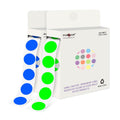 0.5" Circle Dot Stickers 2000 Color Coded Labels, Fluorescent Green+ Blue