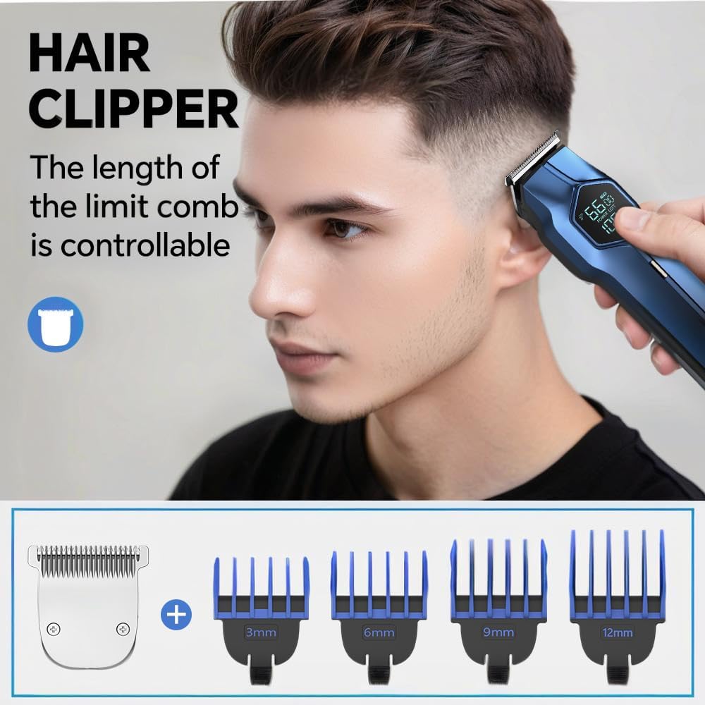 5-in-1 Electric Beard Trimmer Magnetic Replacement Heads, Professional Cordless Hair Clippers for Men Rechargeable