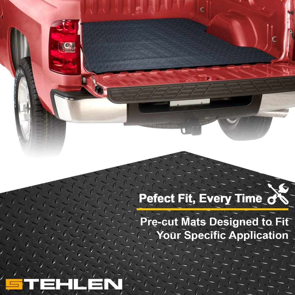 Stehlen 642167829065 Compatible with 2005-2021 Frontier / 2009-2012 Suzuki Equator 5 Feet (60") Short Bed Rubber Diamond Plate Truck Bed Mat - Black