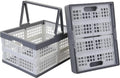 2-Pack Collapsible Crate with Handle, Grocery Shopping Baskets | Collapsible Stackable Grocery Crates with Handles