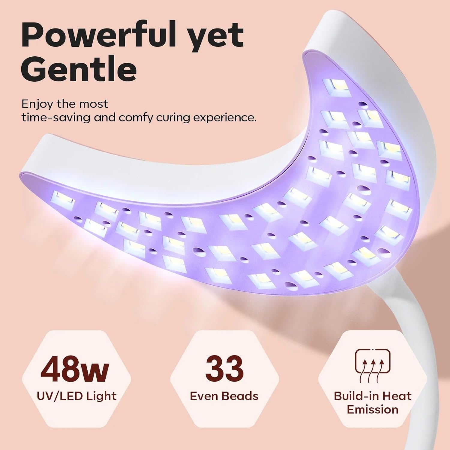 UV Light for Gel Nails, Gooseneck UV LED Nail Lamp White | Professional 48 W Nail Light for Gel Polish with 3 Timers