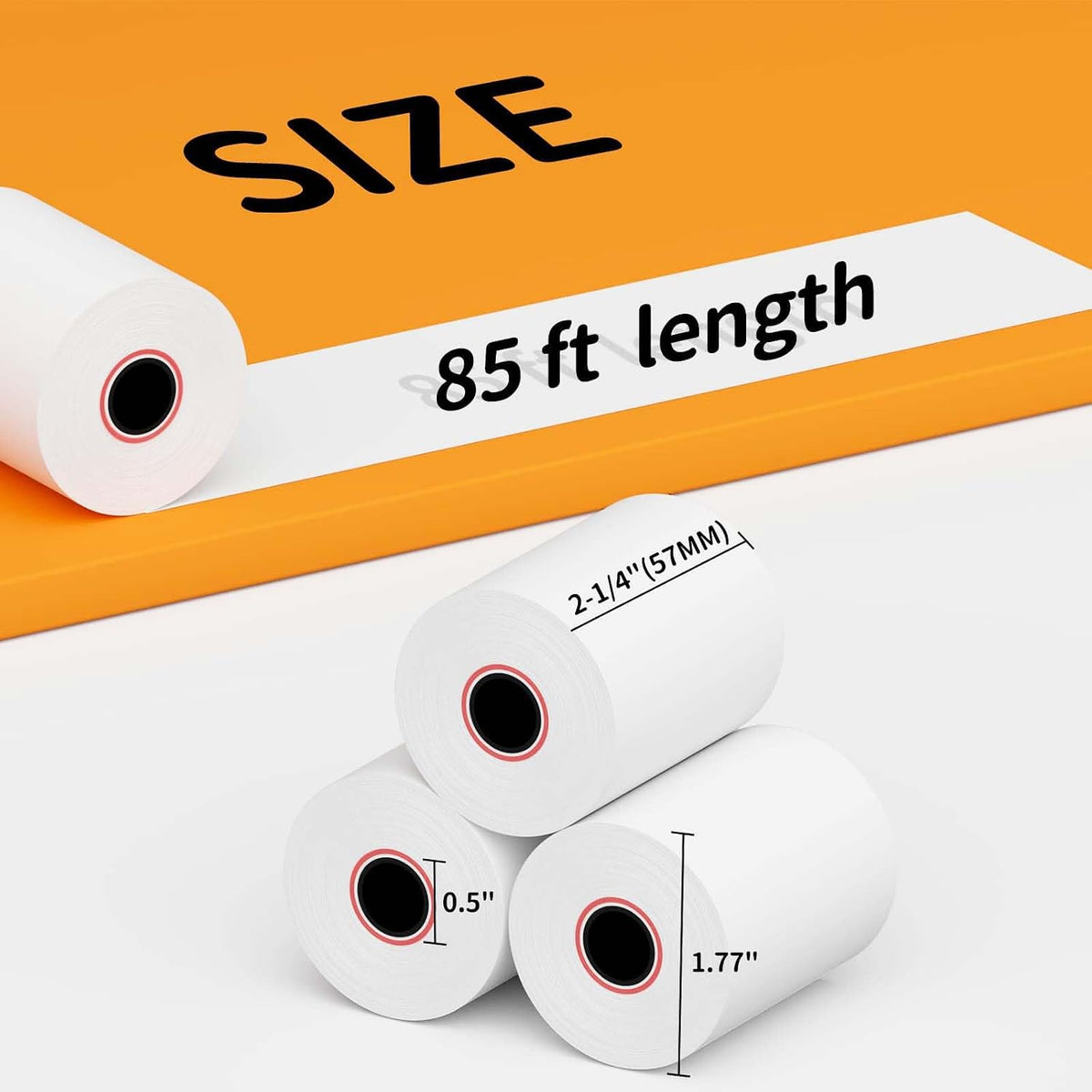 Thermal Receipt Paper Rolls, 2 1/4'' x 85' Thermal Paper, POS Cash Register Paper Roll (50 Rolls)