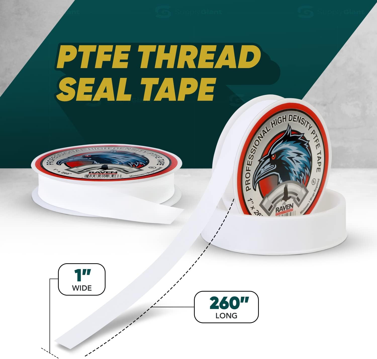 S1646 PTFE Thread Seal Tape for Plumbers, White 1 Inch x 260 Inch