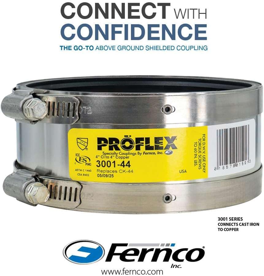 Proflex 2 In. x 2 In. PVC Shielded Coupling - Cast-Iron, Plastic, Steel to Copper - 1 Each