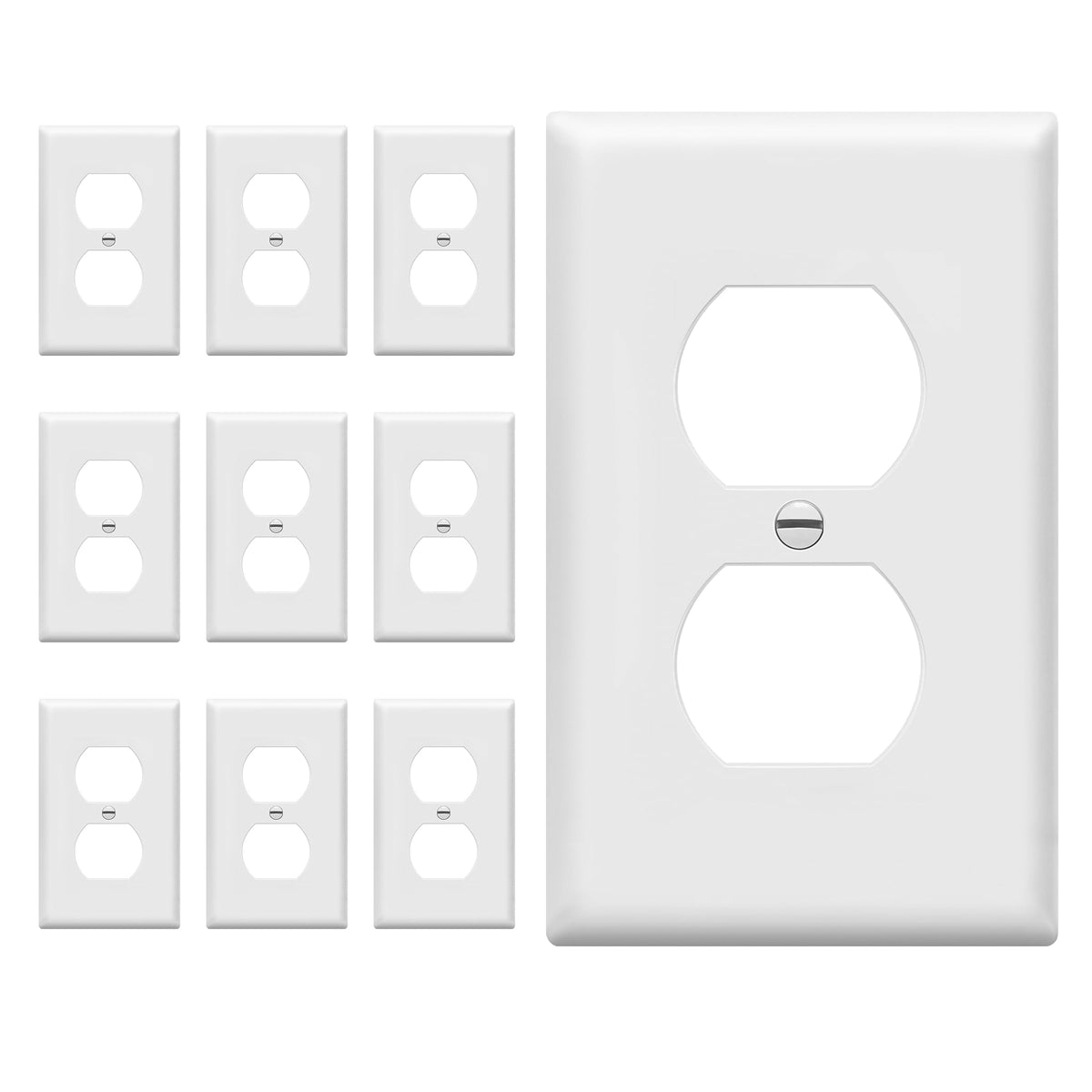 ENERLITES 10 Pack Outlet Covers Wall Plate for Duplex Receptacle, White