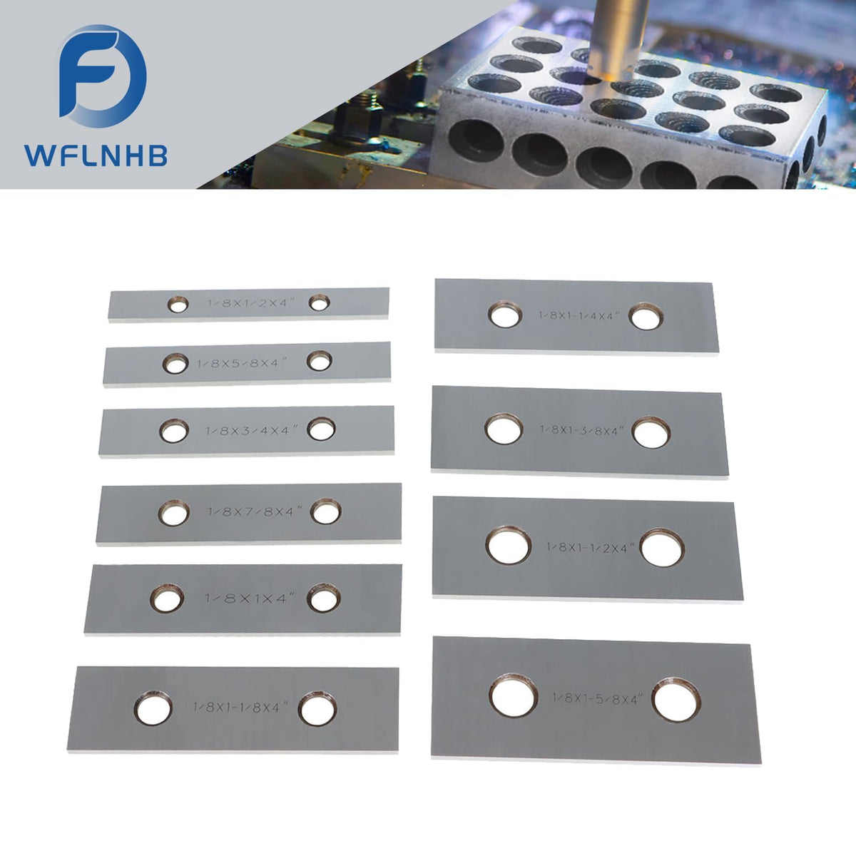 WFLNHB 10 Pair 1/8 x 4" Accuracy Parallel Block Set, 0.0002 Inch Accuracy