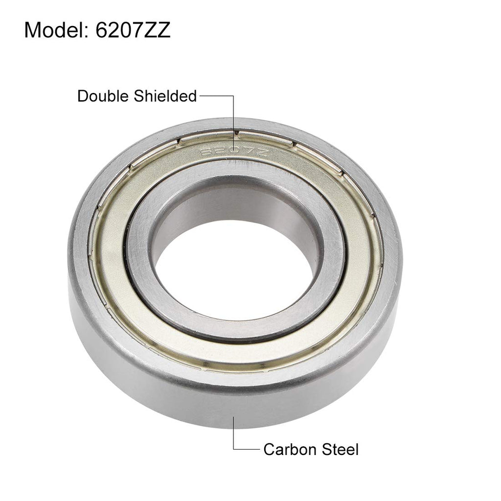 uxcell 6207ZZ Deep Groove Ball Bearings Z2 35mm X 72mm X 17mm Double Shielded Carbon Steel