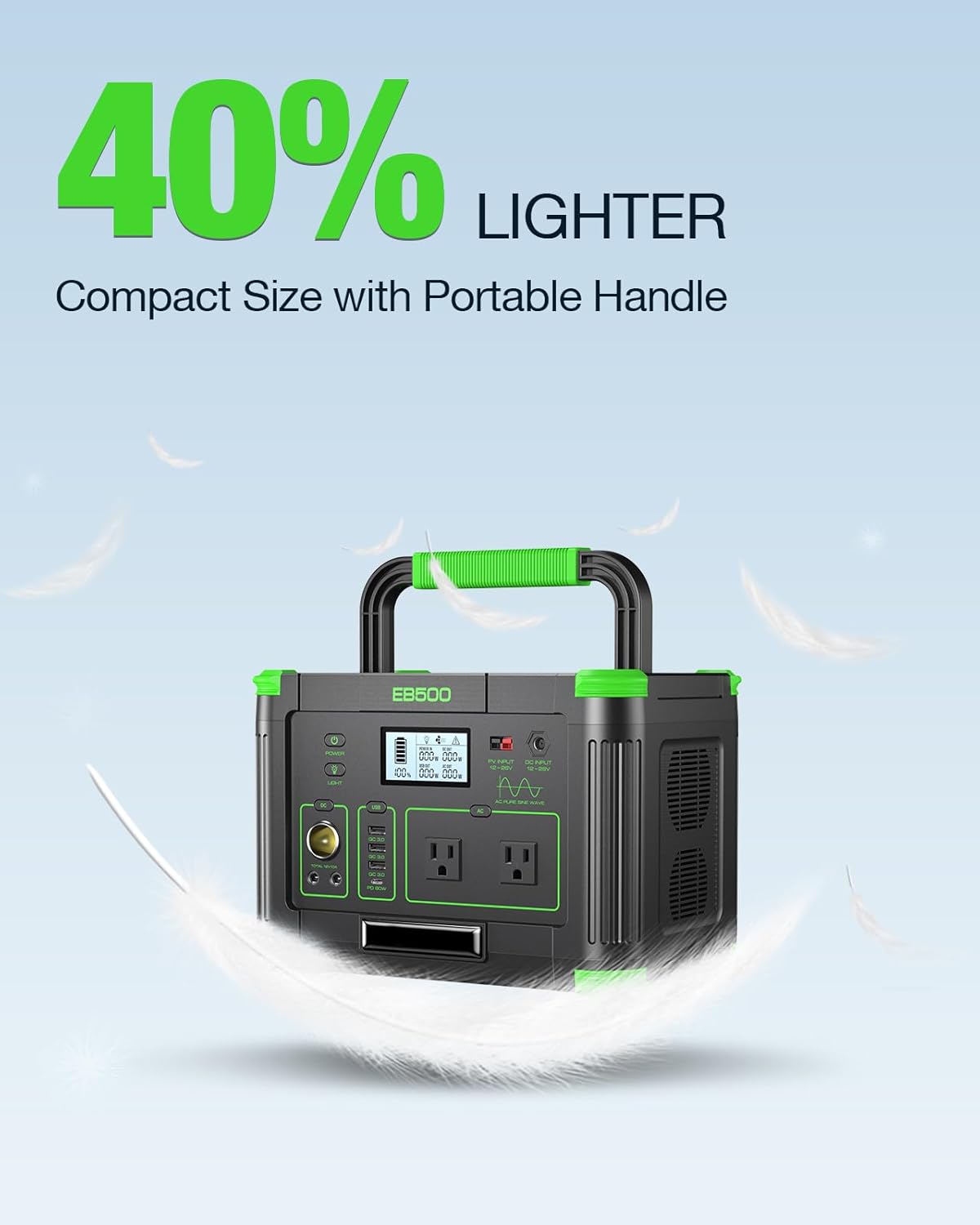 500W Portable Power Station with 100W Solar Panel, 519.48Wh Solar Generator | with 60W USB-C PD Output, 120V Pure