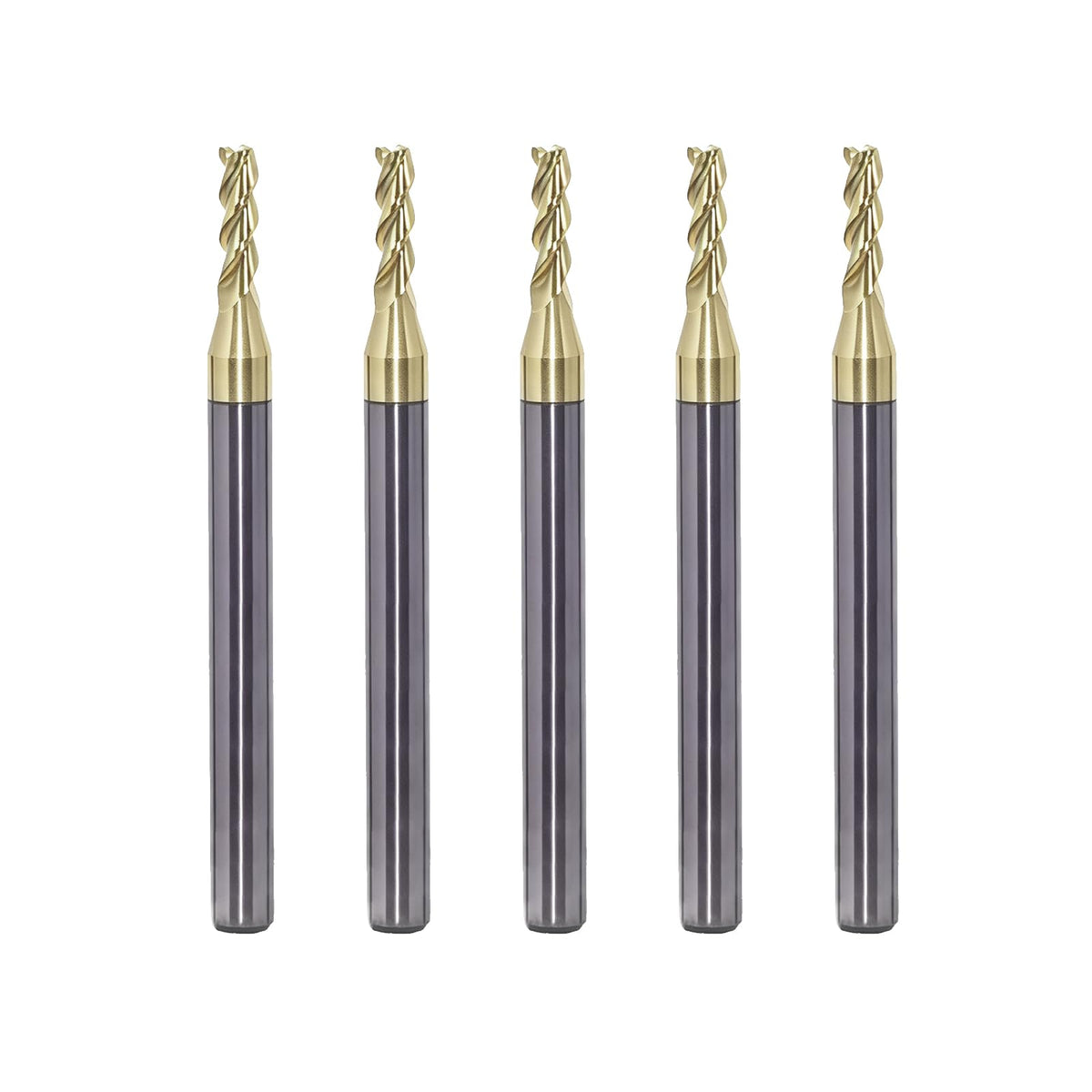 NZ 3 Flute 5/64" Solid Carbide Square End Mill ZrN Coated, 5Pcs