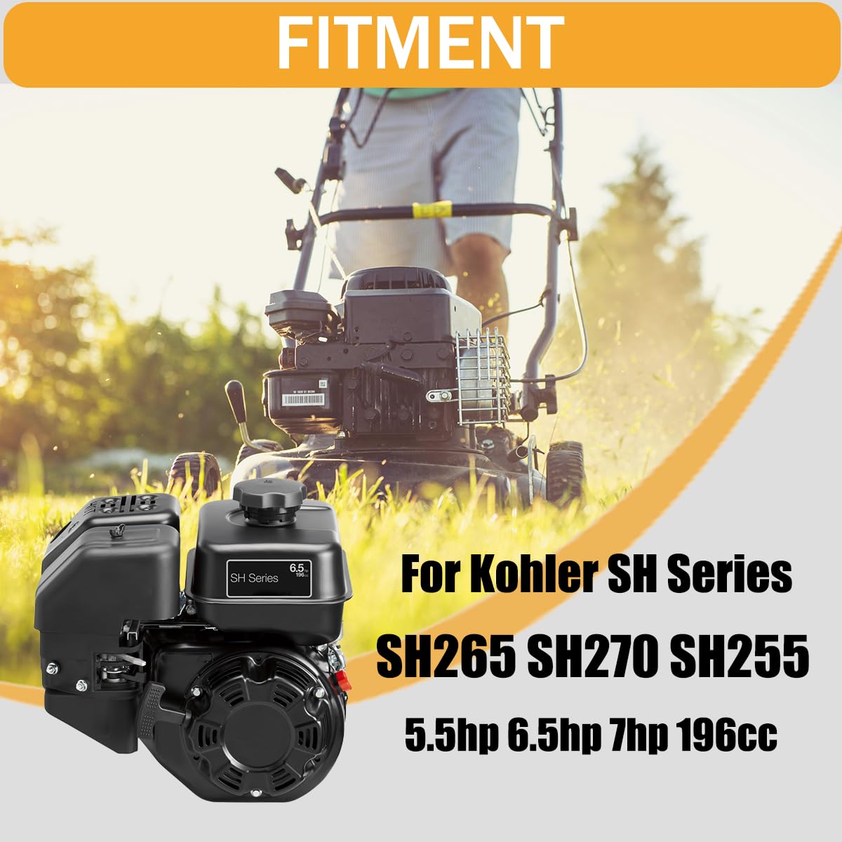 Pull Start Assembly for Kohler SH265 SH270 SH255 5.5hp 6.5hp 7hp 196cc Engine Pressure Washer Log Splitter Tiller Recoil Starter Pull Cord Replacement 18 165 05-S