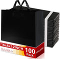 100P Large Plastic Gift Bags with Handles,16x6x12 Black Plastic Bags