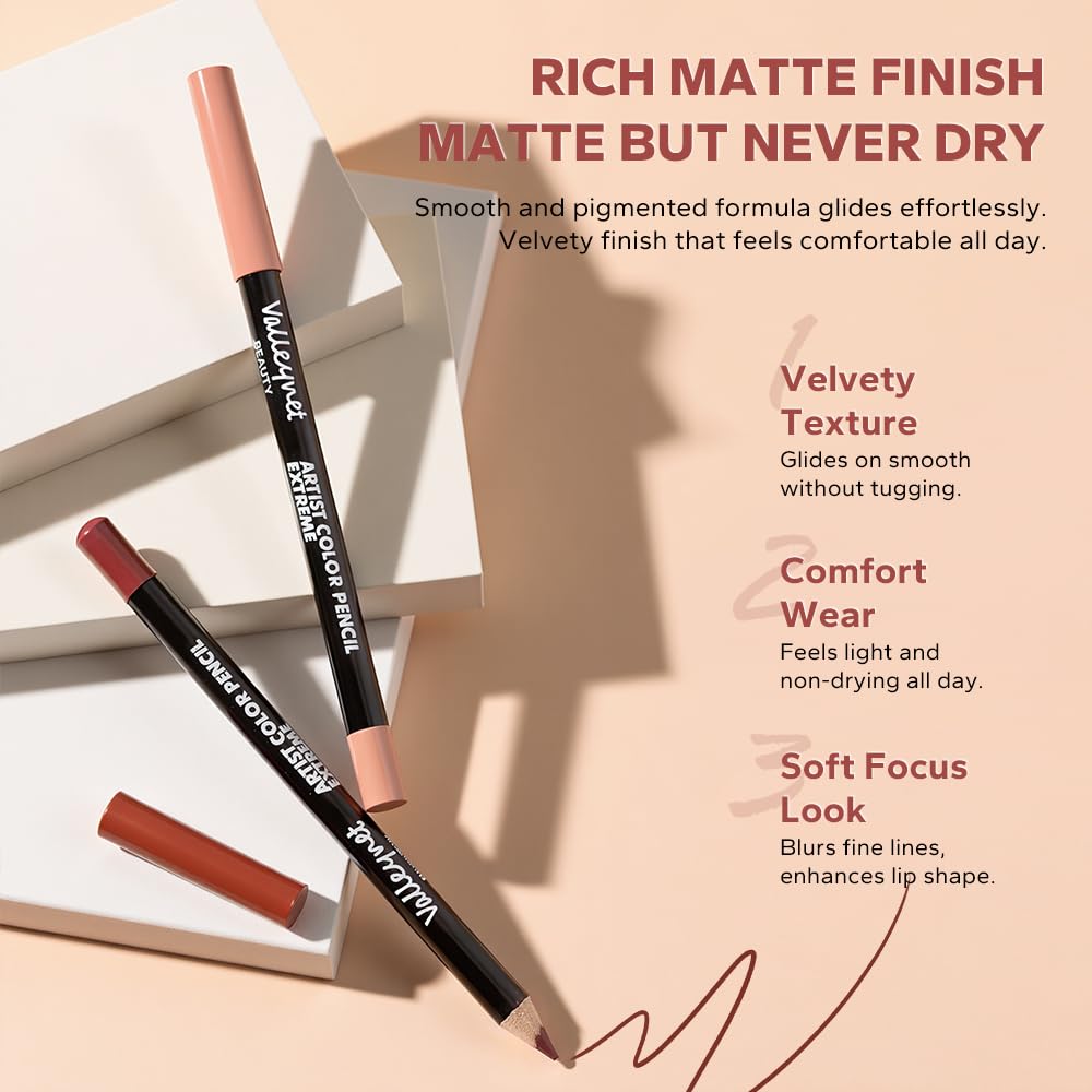 12-Color Lip Liner Set – Matte Lip Pencils for Ombre & Gradient Lips, Long-Lasting, Smudge-Proof, Hydrating Lip Liner