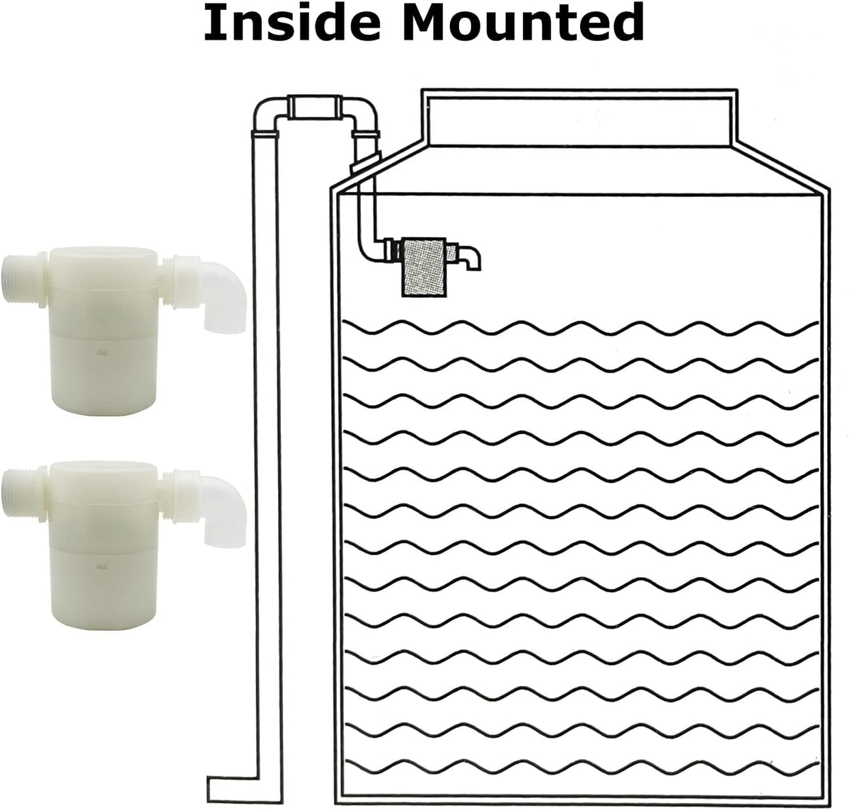 Water Float Valve, Water Level Control Water Tank Traditional Float Valve Upgrade 2 PCS(3/4", side inlet)