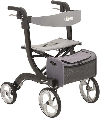 RTL10266BK Nitro Foldable Rollator Walker with Seat, Standard Height, Black
