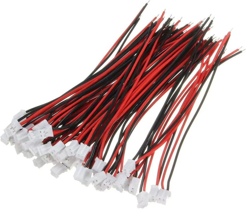 50PCS 25 Sets Mini Micro JST-PH 2.0mm 2 Pin Male Connector with 100mm Silicone Wire Cables and Female Socket JST PH 2.0 Connector Kit 22AWG - 10CM