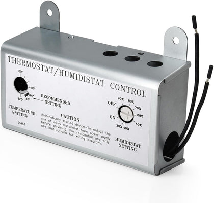 Attic Fan with Thermostat Humidistat Controller, Adjustable Temperature Humidity Controller for Workshops Greenhouses