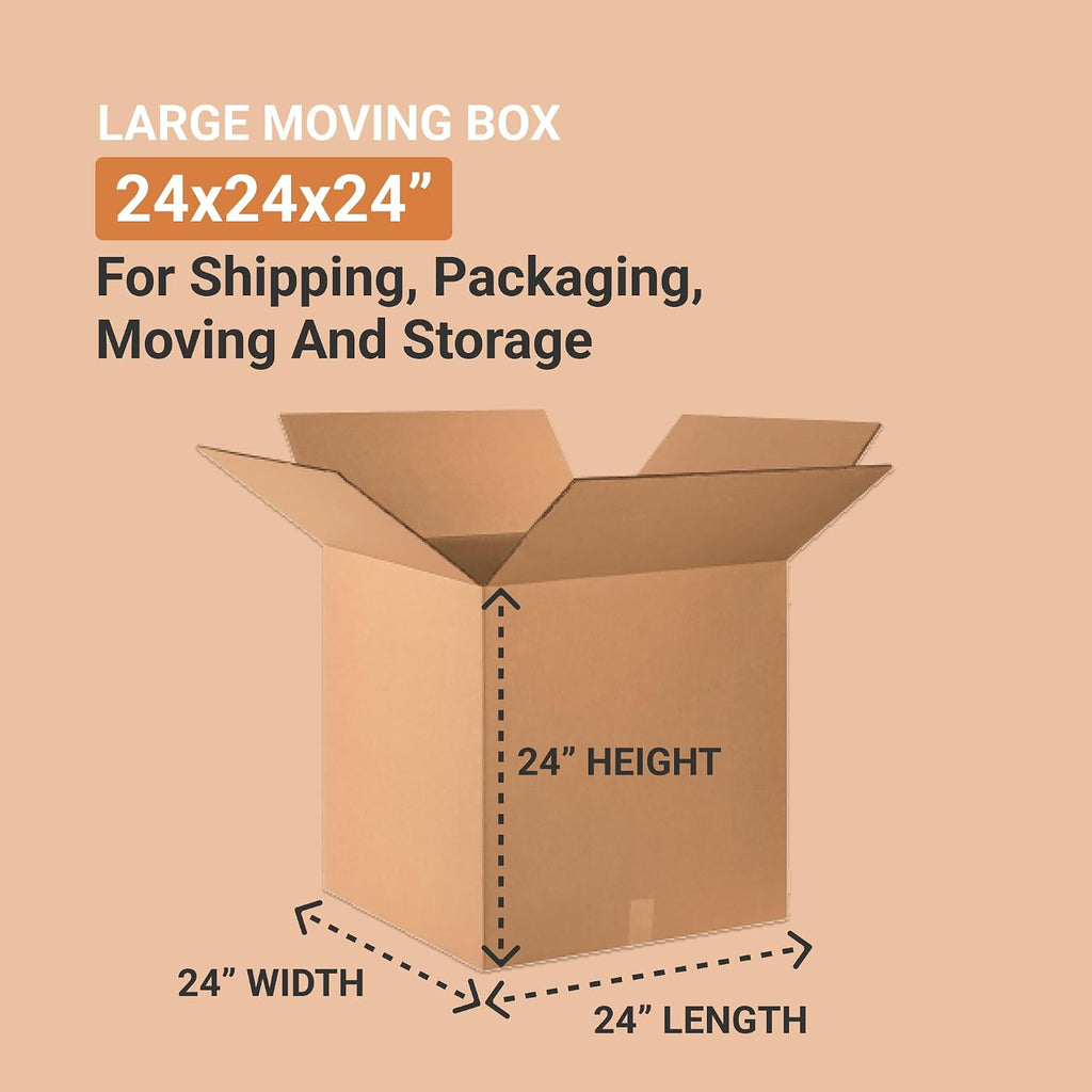 Shipping Boxes Large 24"L x 24"W x 24"H 10-Pack - Corrugated Cardboard Box for Moving, Mailing, Packing, Packaging