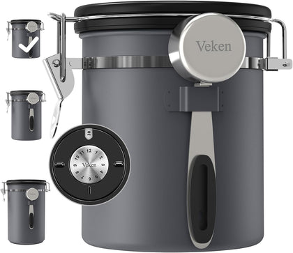 Coffee Canister, Airtight Stainless Steel Food Storage Container,16OZ | Date Tracker, Kitchen Jars for Beans,Ground
