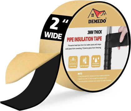 Pipe Insulation Tape, Pipe Wrap Insulation Foam Tape Self Adhesive, Outdoor Water Pipe Insulation Roll for HVAC, AC