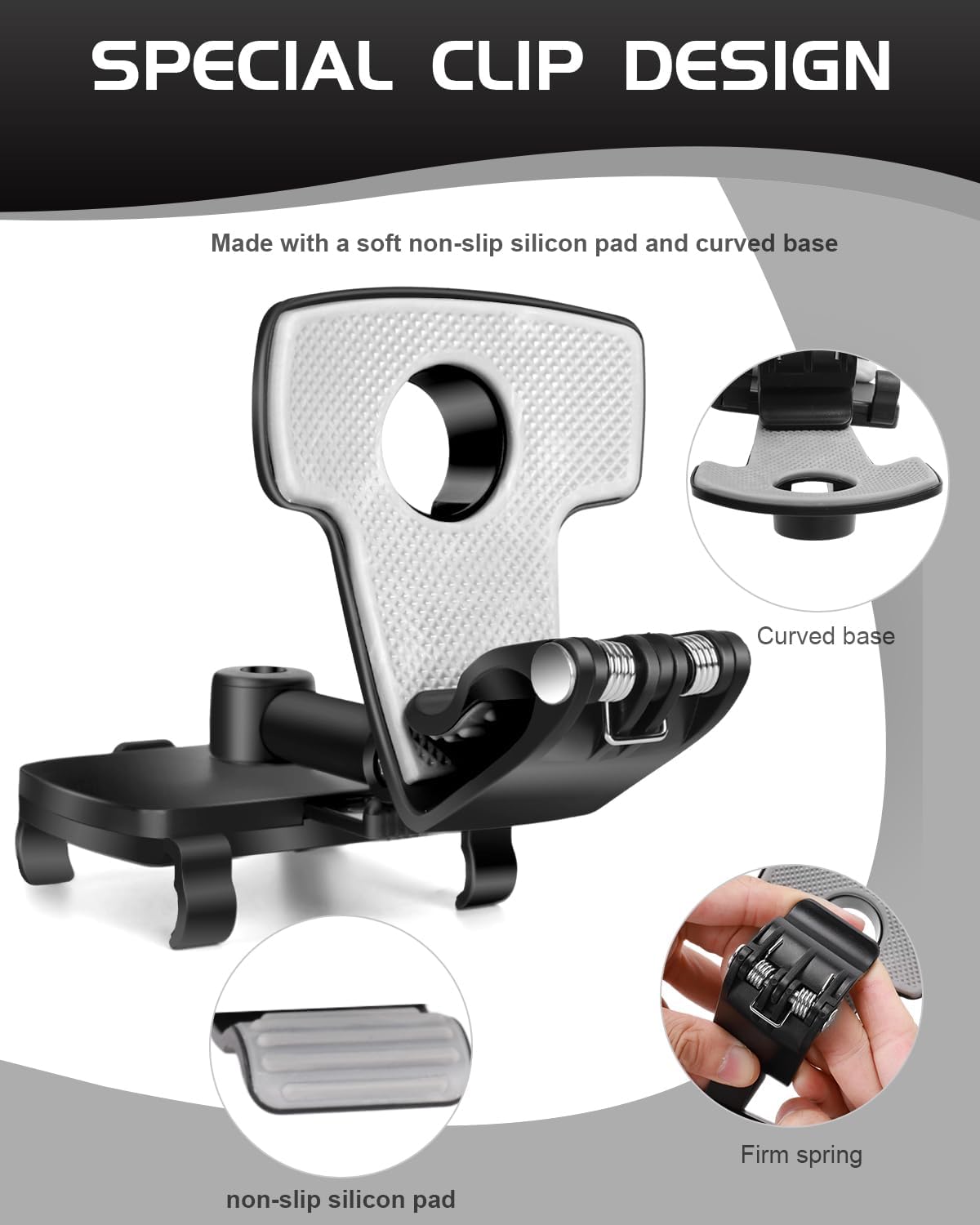 Car Phone Holder Dashboard Phone Mount 360 Degree Rotation Multifunctional Clip Design Car Universal Phone Mount