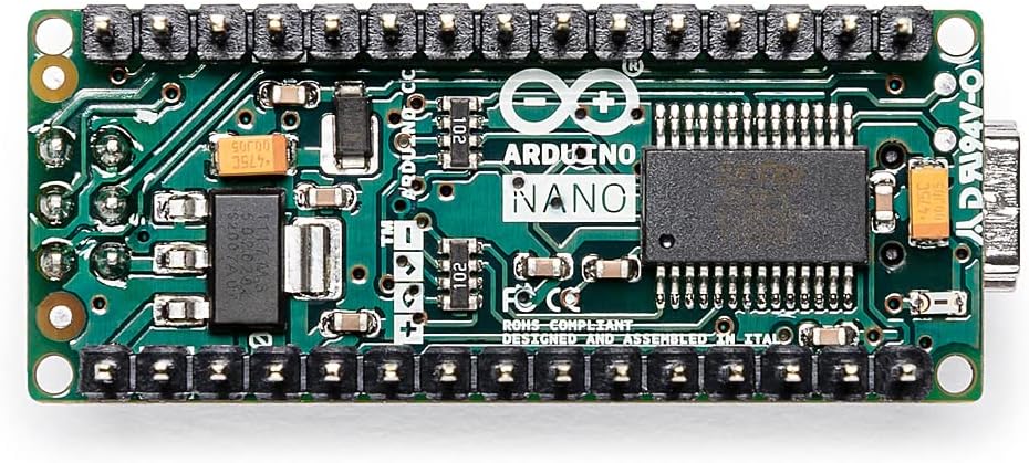 Arduino Nano [A000005] - Compact ATmega328P Microcontroller with 22 Digital I/O Pins, 8 Analog Inputs, USB Connectivity, and Arduino IDE Compatibility for Prototyping and DIY Projects