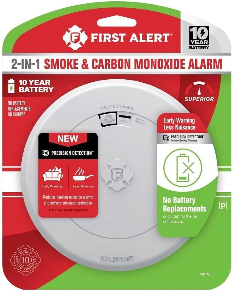 SMCO210 Sealed 10-Year Battery Combo Smoke and Carbon Monoxide Detector with Slim Profile Design